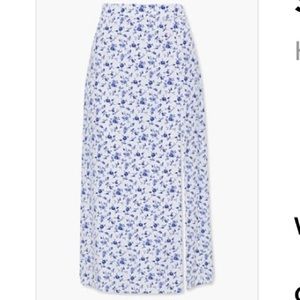 High-Slit Floral Midi Skirt